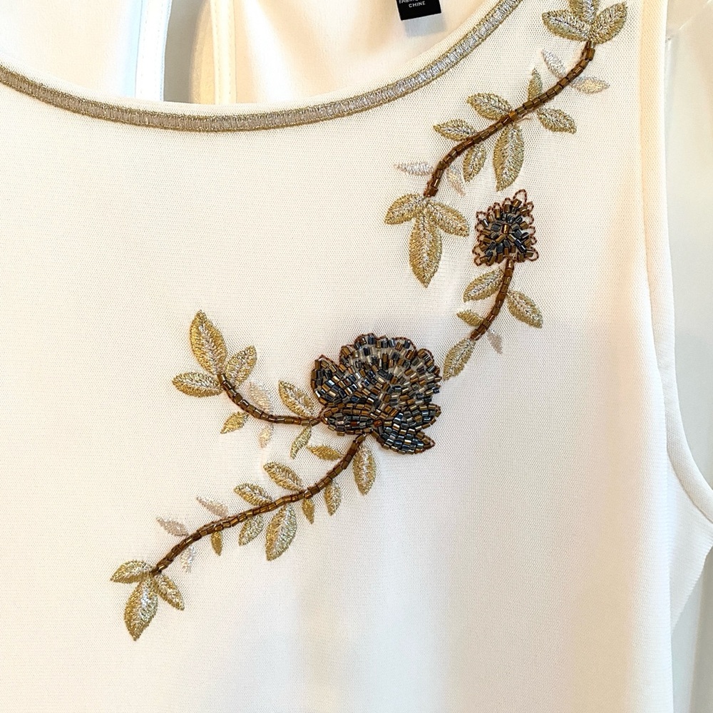 White House Black Market Embellished Sleeveless Tank Top